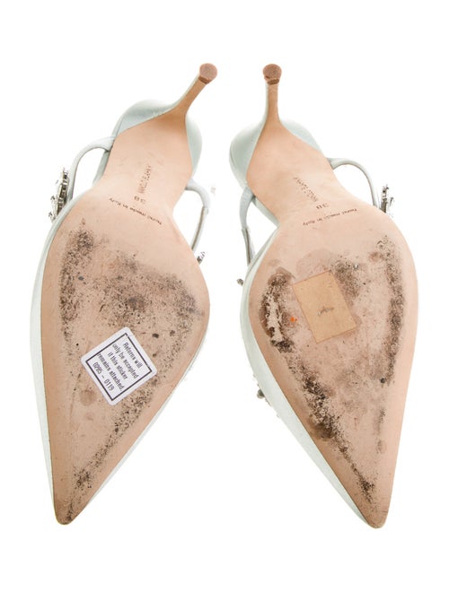 Manolo Blahnik Lurum Leaf Satin Mules