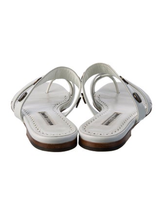 Manolo Blahnik Leather Studded Accents Slides