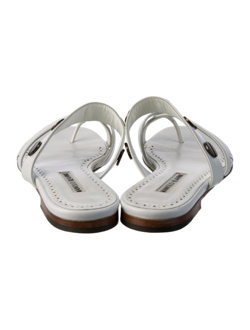 Manolo Blahnik Leather Studded Accents Slides