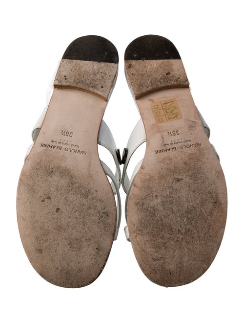 Manolo Blahnik Leather Studded Accents Slides