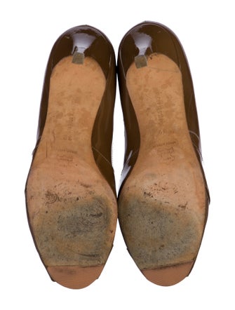 Manolo Blahnik Patent Leather Cutout Accent Pumps