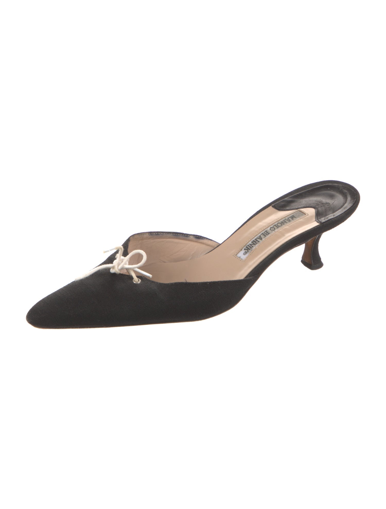 Manolo Blahnik Suede Bow Accents Slides