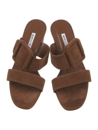 Manolo Blahnik Suede Slides