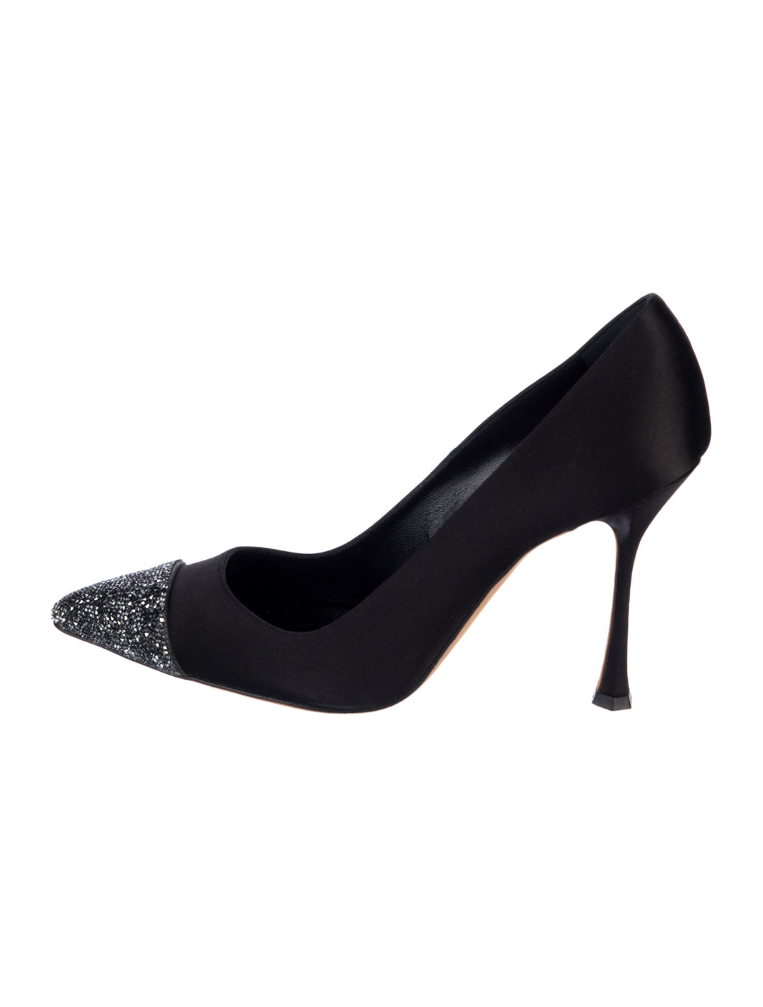 Manolo Blahnik Satin Crystal Embellishments Pumps