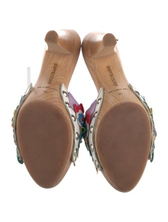 Manolo Blahnik Camellia Accent Leather Slides