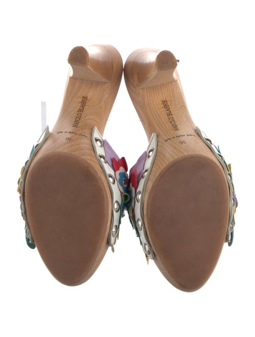 Manolo Blahnik Camellia Accent Leather Slides