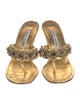 Manolo Blahnik Leather Crystal Embellishments Slides