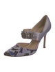 Manolo Blahnik Satin Crystal Embellishments D'Orsay Pumps