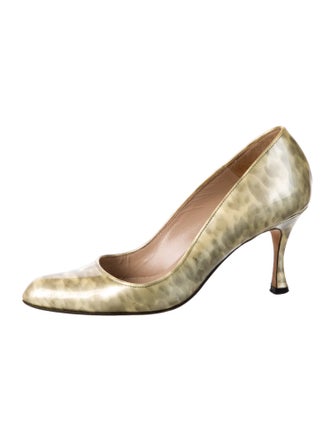 Manolo Blahnik Patent Leather Animal Print Pumps