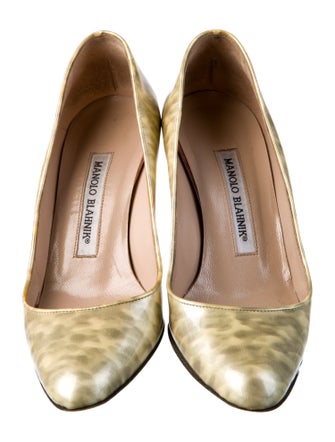 Manolo Blahnik Patent Leather Animal Print Pumps