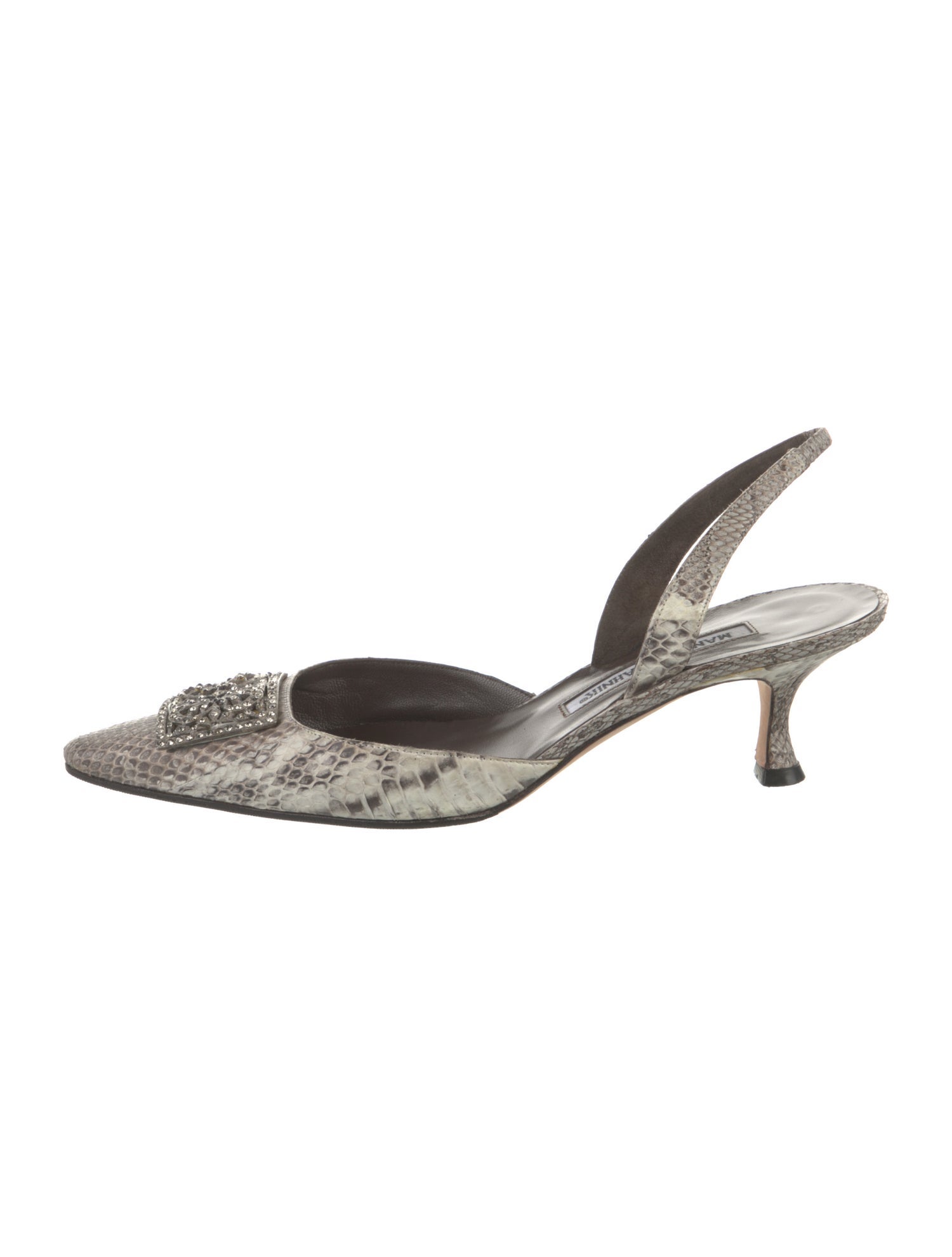 Manolo Blahnik Snakeskin Animal Print Slingback Pumps