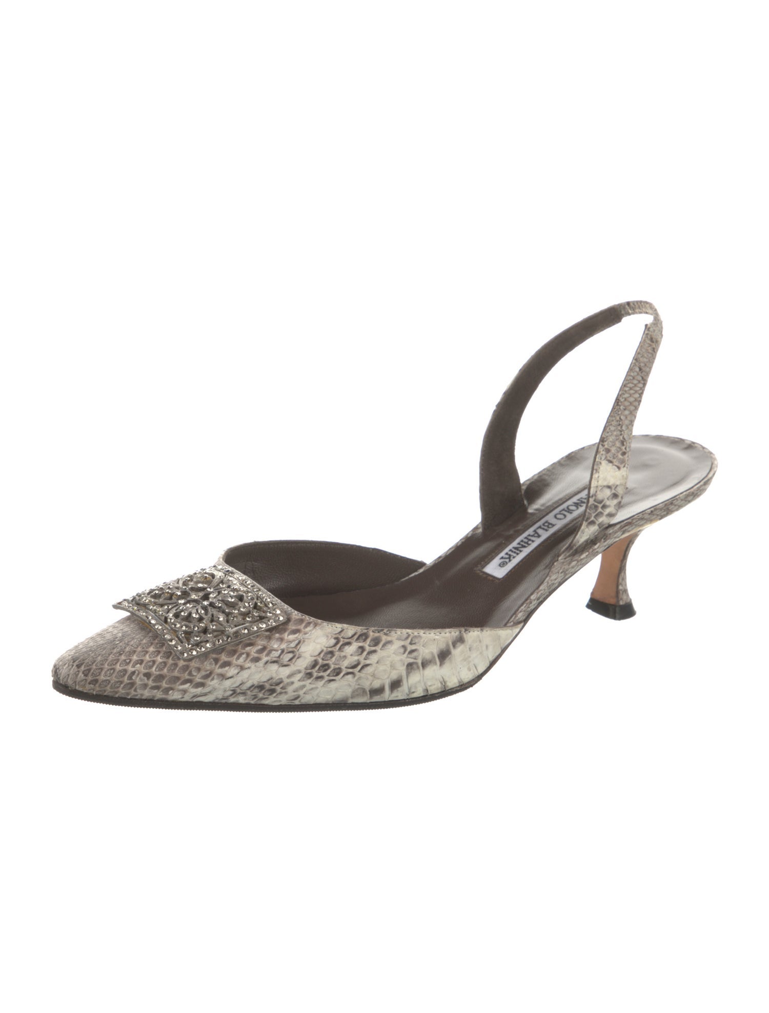 Manolo Blahnik Snakeskin Animal Print Slingback Pumps