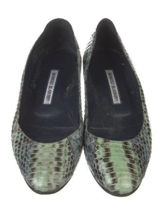 Manolo Blahnik Snakeskin Animal Print Flats