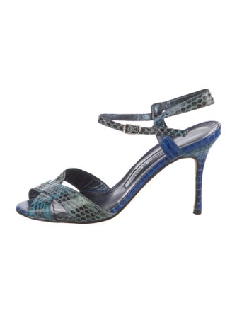 Manolo Blahnik Snakeskin Animal Print Sandals
