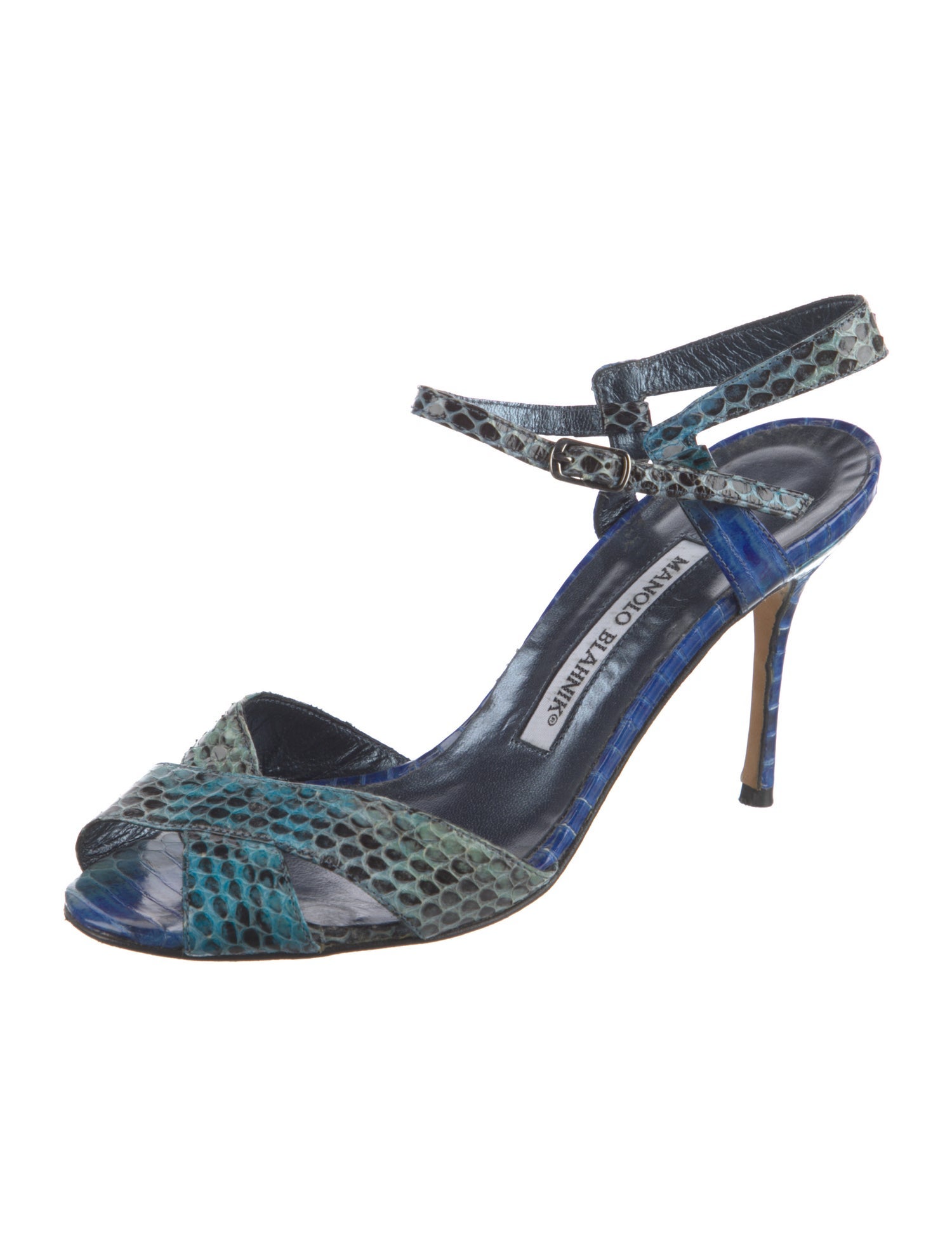 Manolo Blahnik Snakeskin Animal Print Sandals