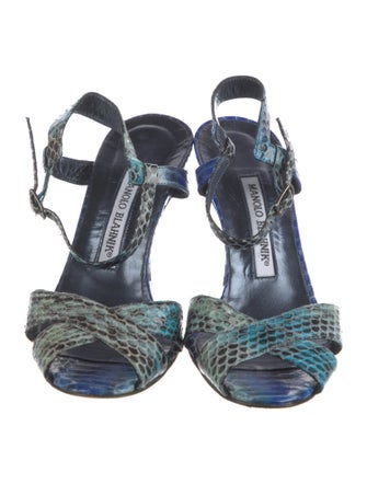 Manolo Blahnik Snakeskin Animal Print Sandals