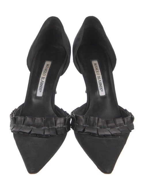 Manolo Blahnik Canvas Ruffle Embellishment D'Orsay Pumps