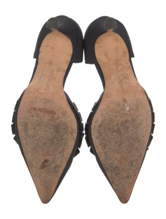 Manolo Blahnik Canvas Ruffle Embellishment D'Orsay Pumps