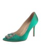 Manolo Blahnik Satin Crystal Embellishments Pumps