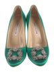 Manolo Blahnik Satin Crystal Embellishments Pumps