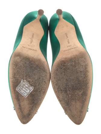 Manolo Blahnik Satin Crystal Embellishments Pumps