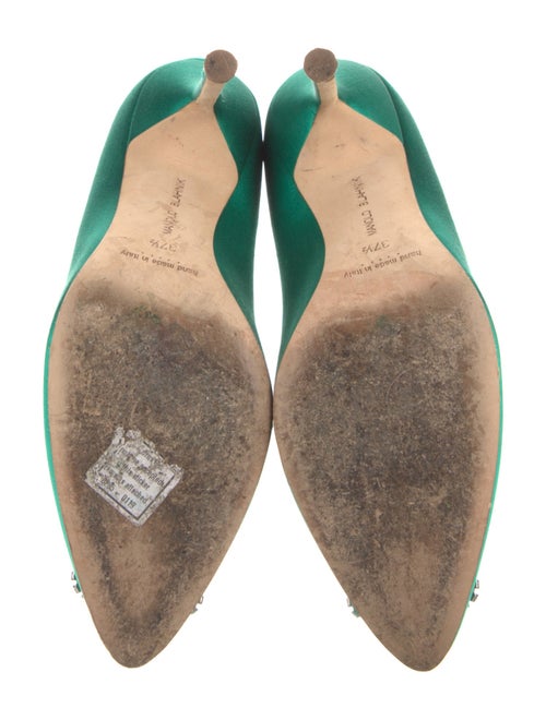 Manolo Blahnik Satin Crystal Embellishments Pumps