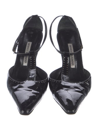 Manolo Blahnik Patent Leather T-Strap Pumps