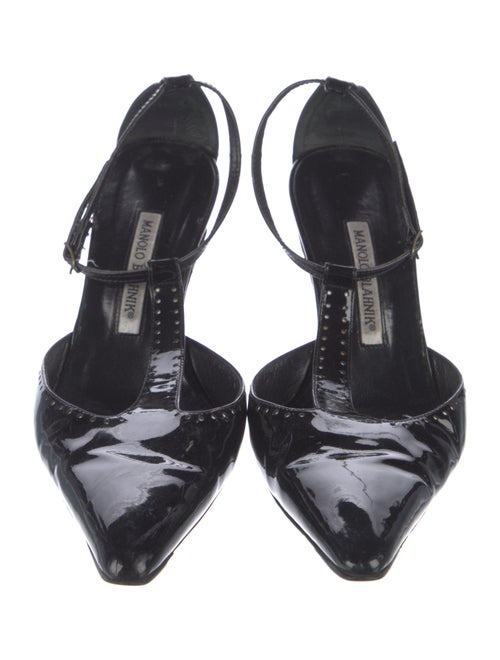 Manolo Blahnik Patent Leather T-Strap Pumps