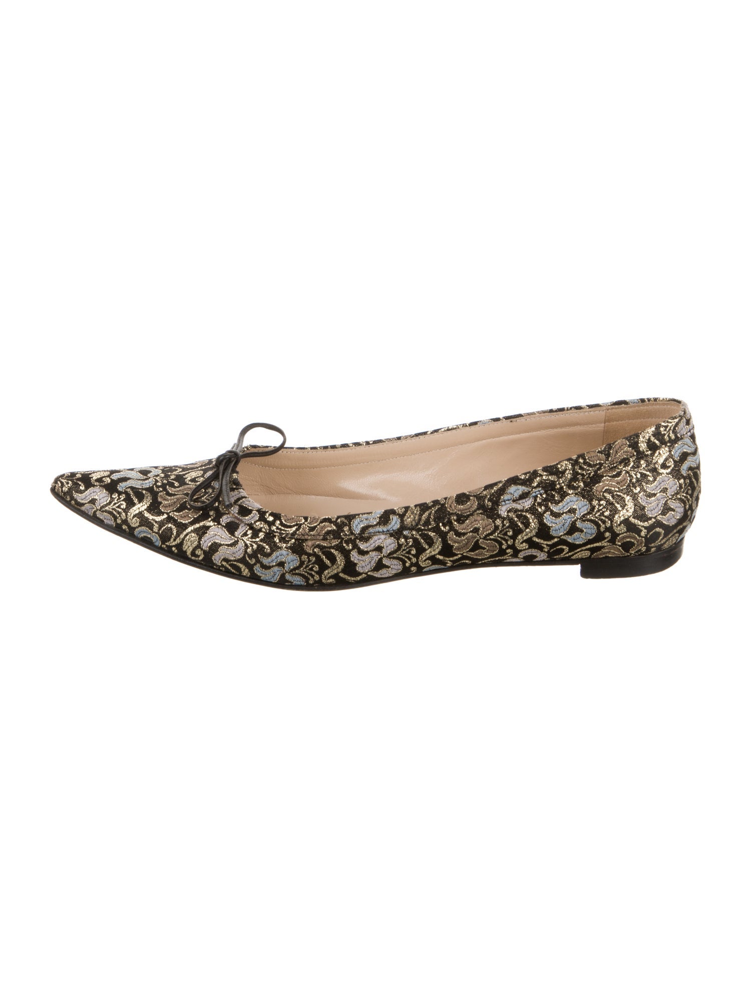 Manolo Blahnik Printed Bow Accents Ballet Flats