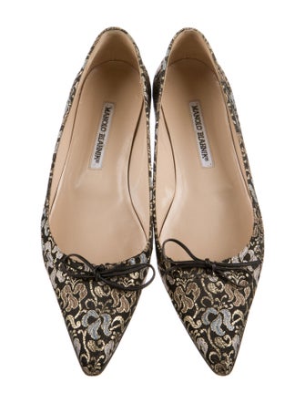 Manolo Blahnik Printed Bow Accents Ballet Flats