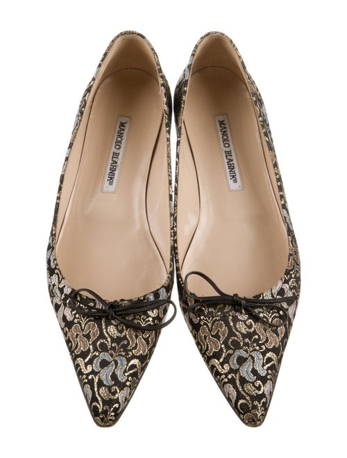 Manolo Blahnik Printed Bow Accents Ballet Flats