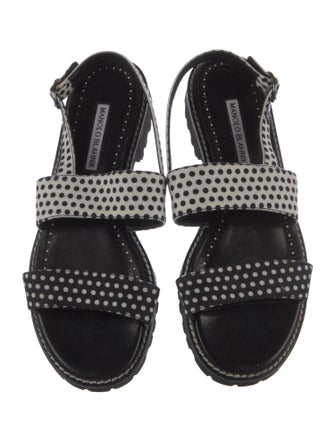 Manolo Blahnik Polka Dot Print Slingback Sandals