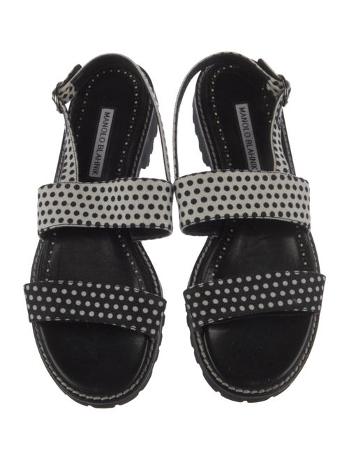 Manolo Blahnik Polka Dot Print Slingback Sandals