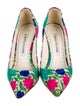 Manolo Blahnik Floral Print Embroidered Accent Pumps