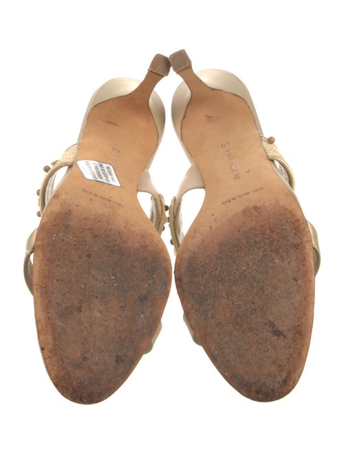 Manolo Blahnik Leather Crystal Embellishments Slides