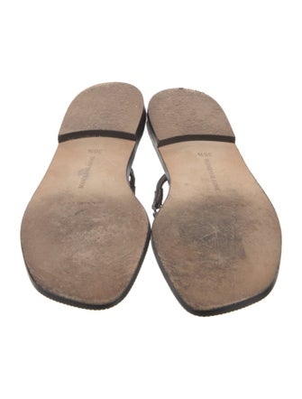 Manolo Blahnik Leather Chain-Link Accents Slides