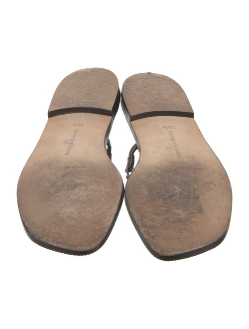 Manolo Blahnik Leather Chain-Link Accents Slides