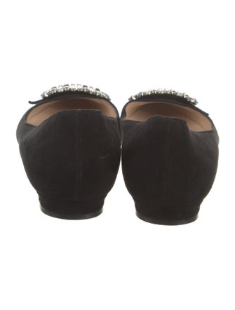 Manolo Blahnik Satin Crystal Embellishments Ballet Flats