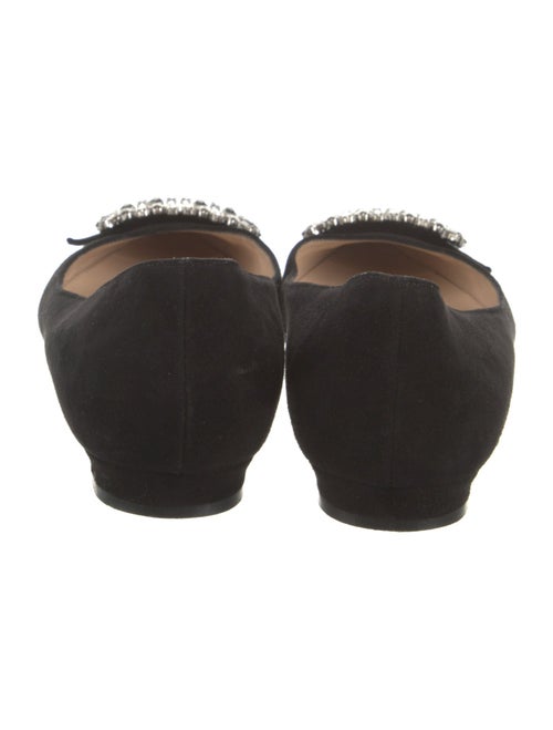 Manolo Blahnik Satin Crystal Embellishments Ballet Flats
