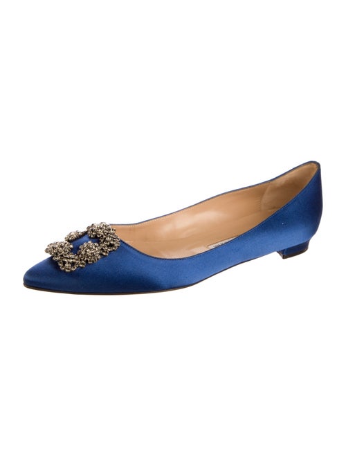Manolo Blahnik Satin Crystal Embellishments Flats
