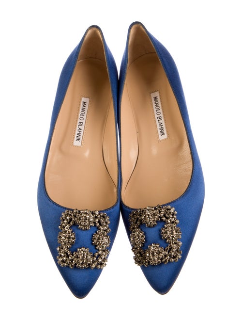 Manolo Blahnik Satin Crystal Embellishments Flats