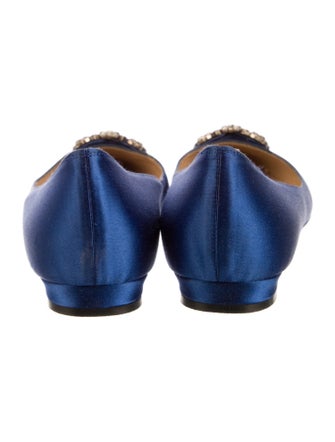Manolo Blahnik Satin Crystal Embellishments Flats