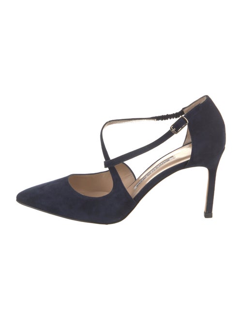 Manolo Blahnik Umice Suede T-Strap Pumps