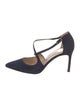 Manolo Blahnik Umice Suede T-Strap Pumps