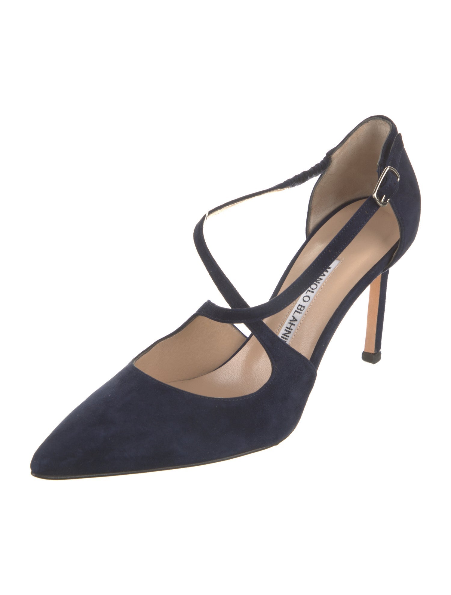 Manolo Blahnik Umice Suede T-Strap Pumps