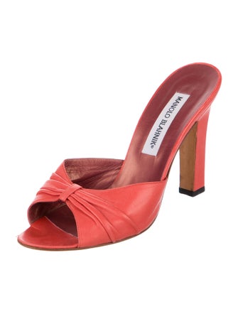 Manolo Blahnik Red Leather Slides