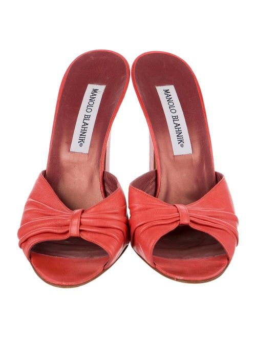 Manolo Blahnik Red Leather Slides