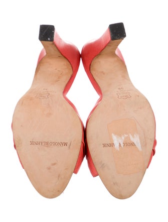 Manolo Blahnik Red Leather Slides