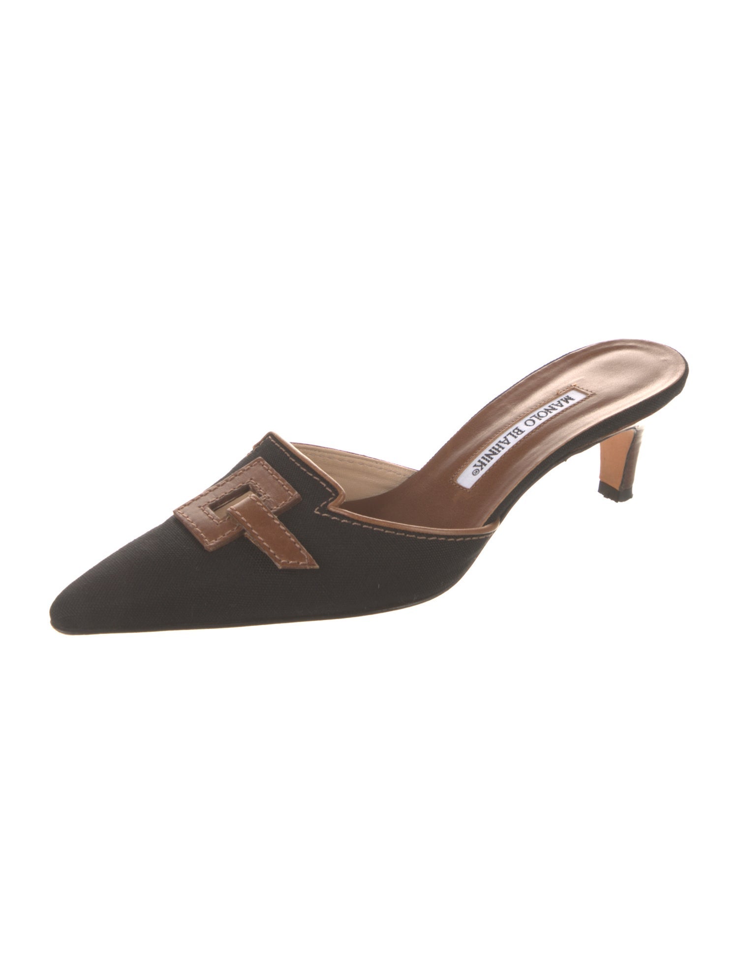 Manolo Blahnik Maysale Canvas Mules