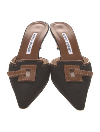 Manolo Blahnik Maysale Canvas Mules